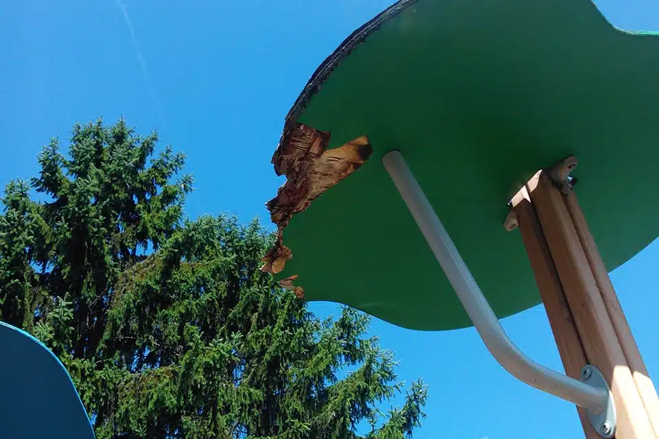 Playgones intervient sur tout type de reparation d'aire de jeux : Détérioration du bois