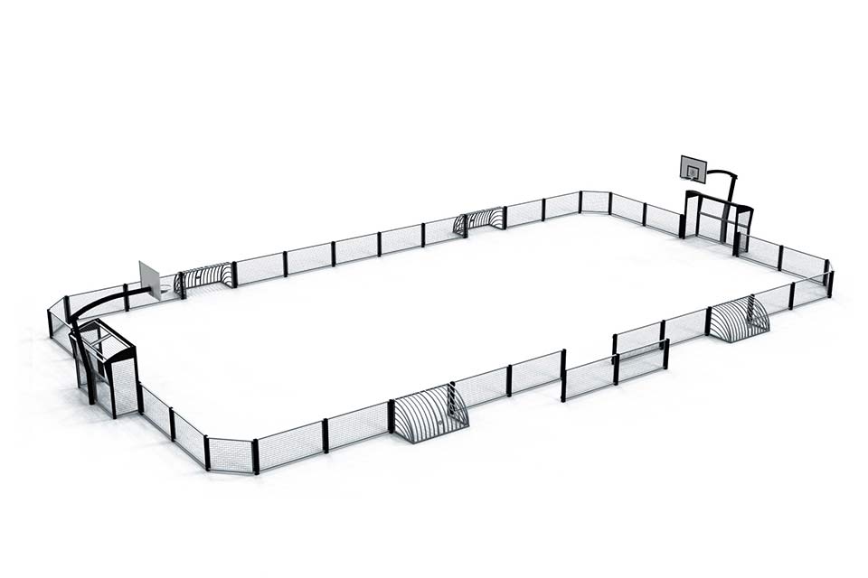 Maquette d'un Omnistadium standard A, uniquement avec les mains courantes