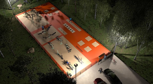 night view d'un espace de musculation outdoor- Omnigym