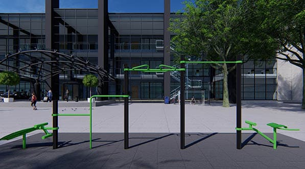 structure de fitness connectée sur le parvis de la gare