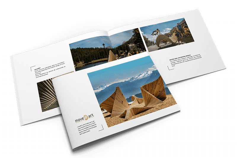Brochure MoveArt, mobilier design et sculptures en bois traité Accoya