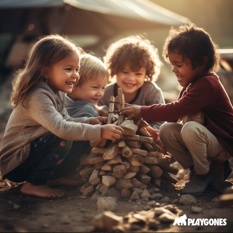 Enfants jouants avec la nature