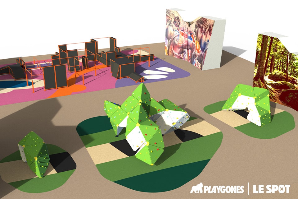 Playgones-le-spot-joinville-escalade dessin 3D du studio de graphisme Playgones d'un sport de sports urbains