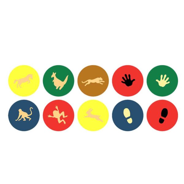 Animaux-mains-pieds-cercle-couleurs-standards