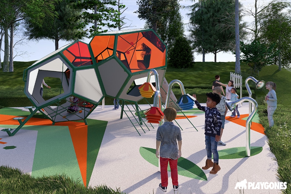 aire de jeux aux norme dans les jardins d'une clinique privée en rhone alpes