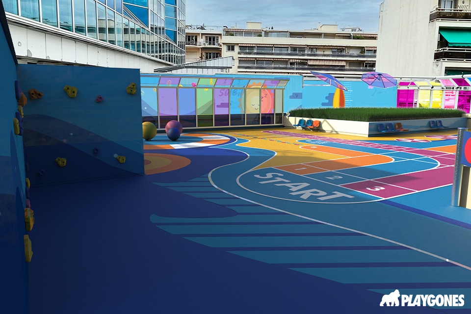 creation espace ludique sur le toit d un hopital pour enfants à Nice
