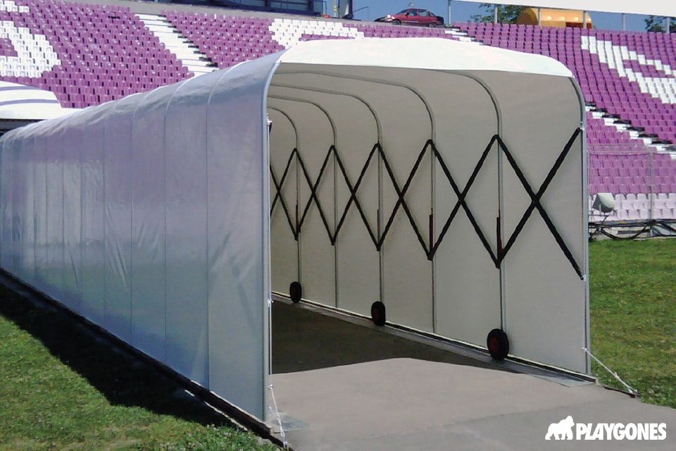 Tunnel d'accès des joueurs dans un stade