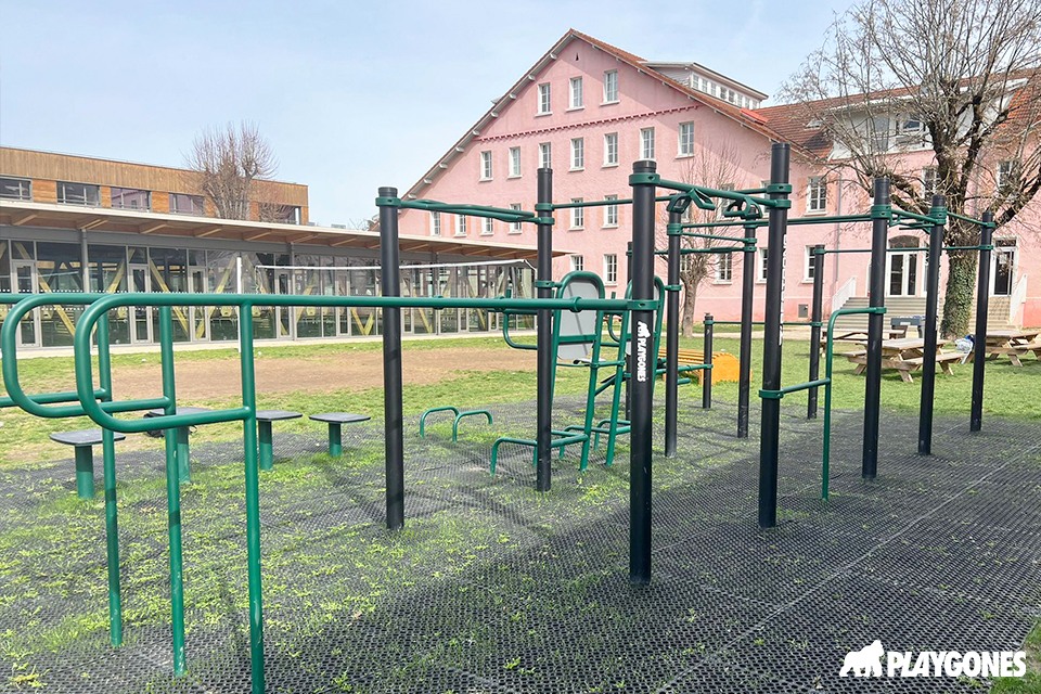 Lycée Pierre du Terrail-Pontcharra-6 dalles amortissantes securiplay sous une iare de street workout