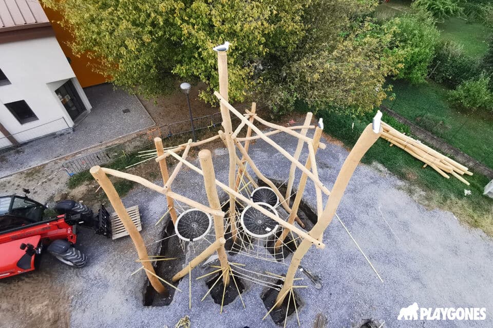 expertise-implantation-technique pose d'un jeu avec scellement beton sur une aire de jeux