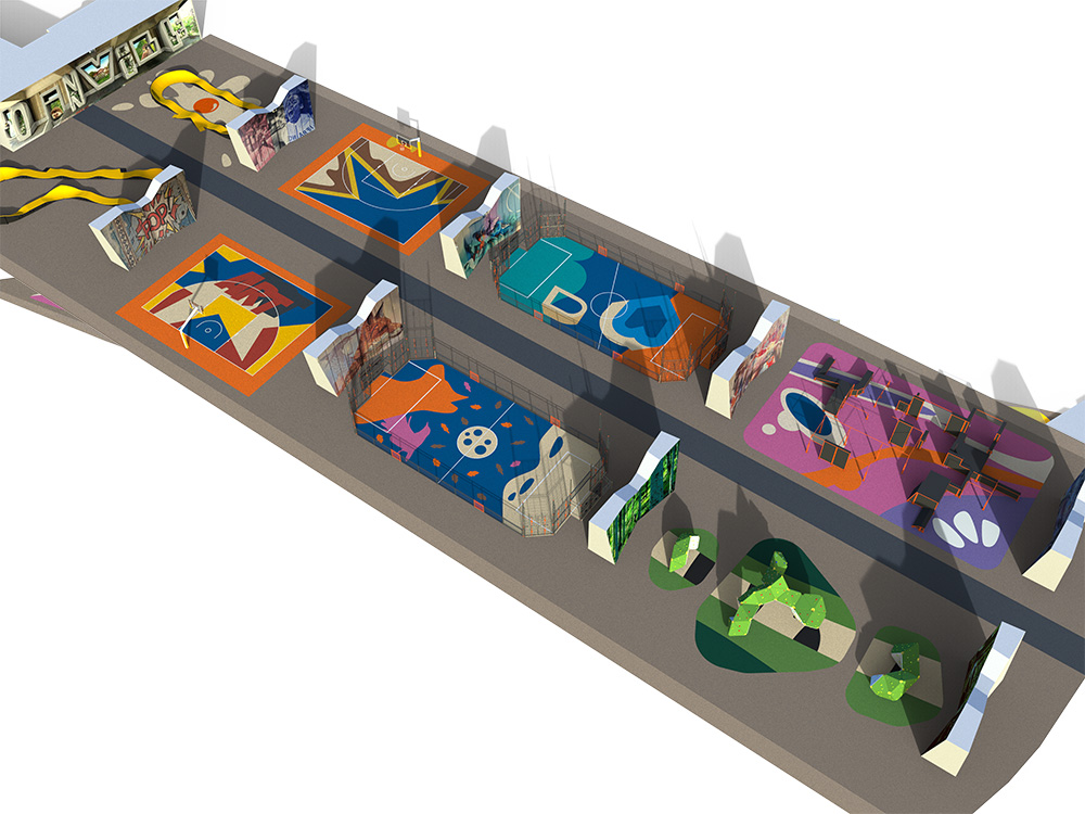Parcours de design actif conçu par le studio Playgones, lauréat du Janus de la Cité 2026