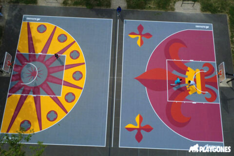 Magnifiques fresques sur des terrains de basket 3×3 à Orléans – Playgones