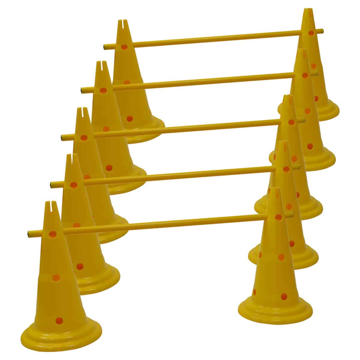 Kit multisauts hauteur 50 cm dix cônes cinq jalons Playgones Kit multisauts hauteur 50 cm dix cônes cinq jalons Playgones