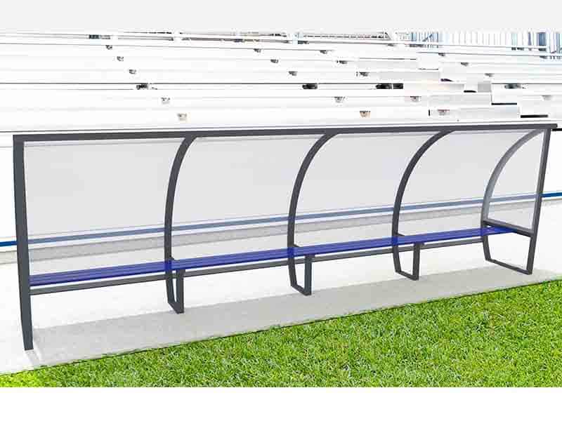 Abri de touche - 1,60m - 10 joueurs - Toit polycarbonate Playgones Abri de touche - 1,60m - 10 joueurs - Toit polycarbonate Playgones
