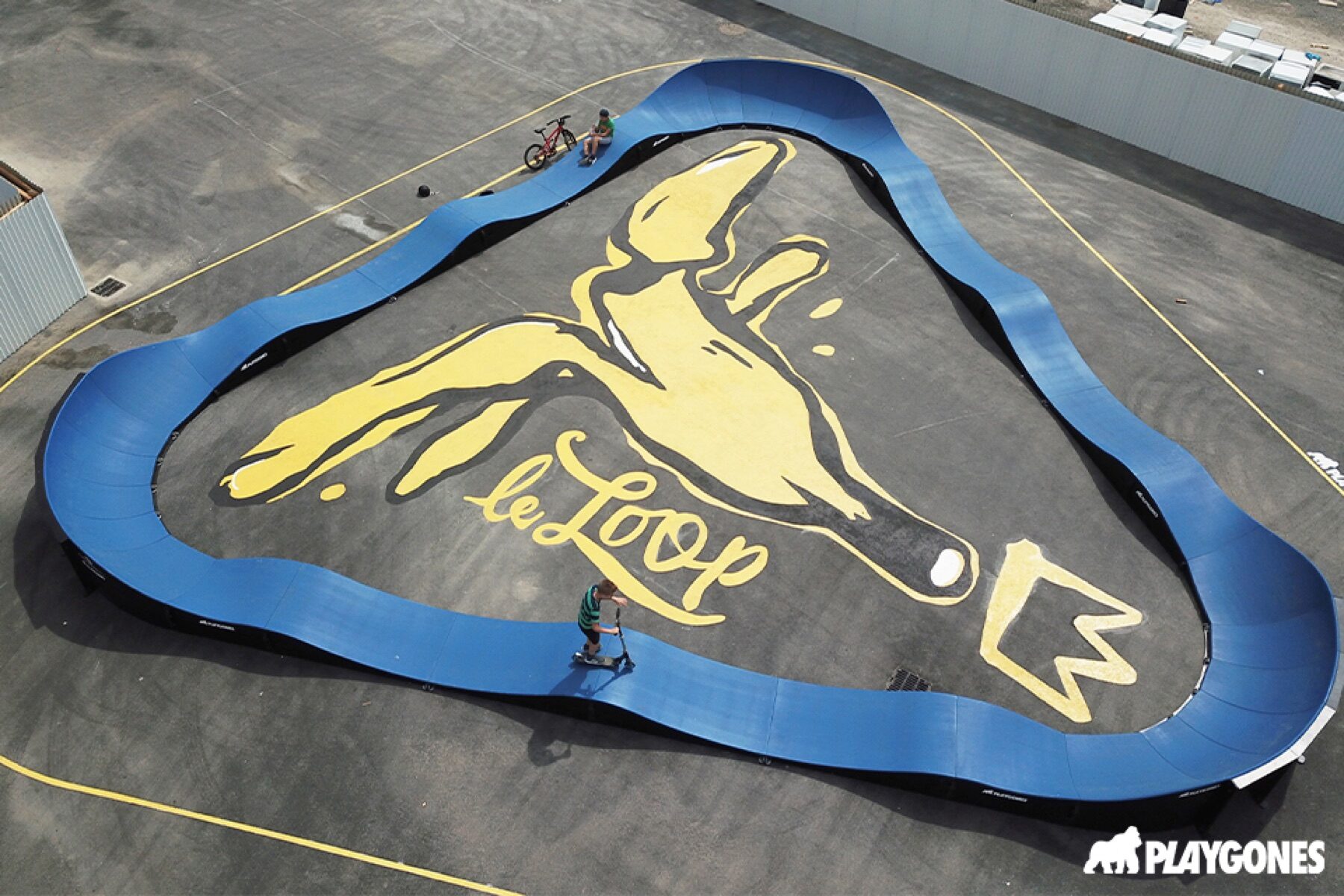 Vue aérienne d'un pumptrack modulaire