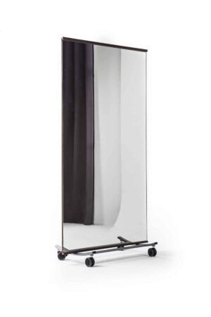 Miroir mural mobile sur roulettes