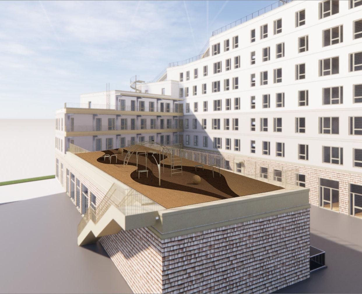Espace de fitness Noord sur terrasse en toiture