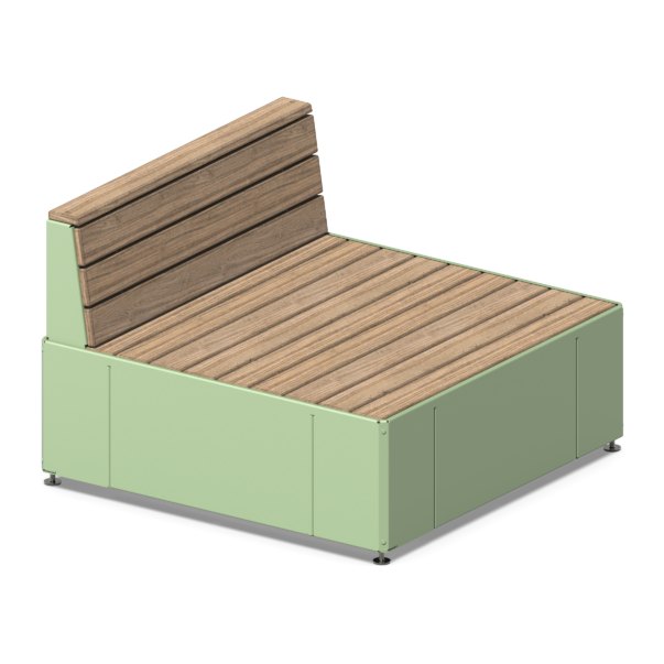Banc modulaire Parkly en bois Douglas et acier thermolaque, fond blanc
