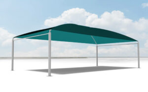 Ombriere standard 4 poteaux structure metallo-textile Playgones