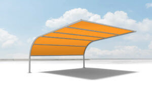 Voile d ombrage Shader incline structure metallo-textile Playgones