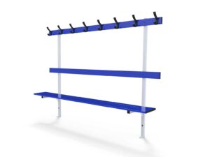 Banc mural avec dossier et porte-patères - 2m