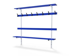 Banc mural avec dossier, porte-patères et porte-paquets - 2m - vue 1