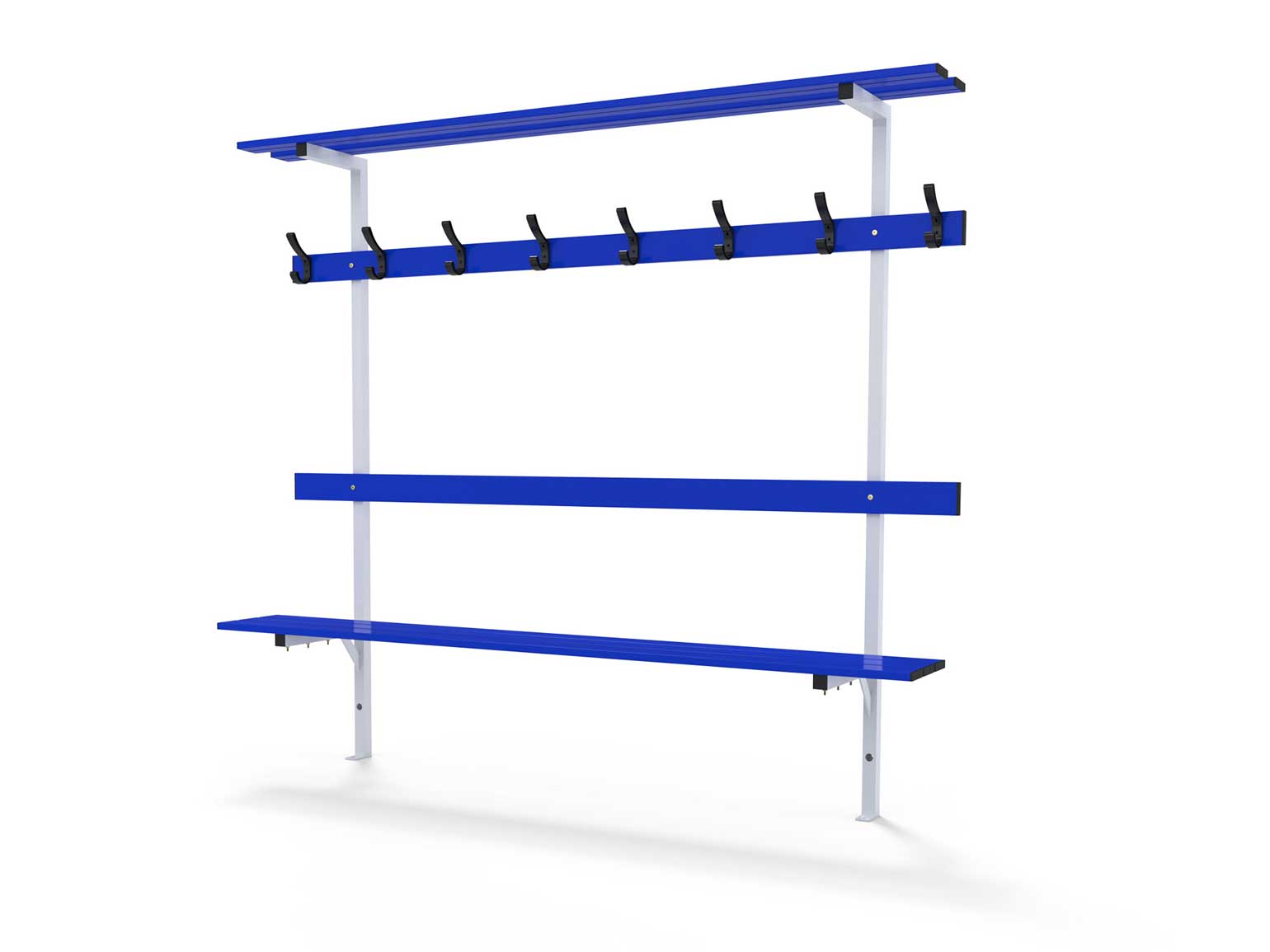Banc mural avec dossier, porte-patères et porte-paquets - 2m Playgones - vue 1 Banc mural avec dossier, porte-patères et porte-paquets - 2m Playgones - vue 1