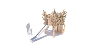 Tour de jeux Wildwood (toboggan 2 m x 2 m, triple échelle, marches en rondins géants)
