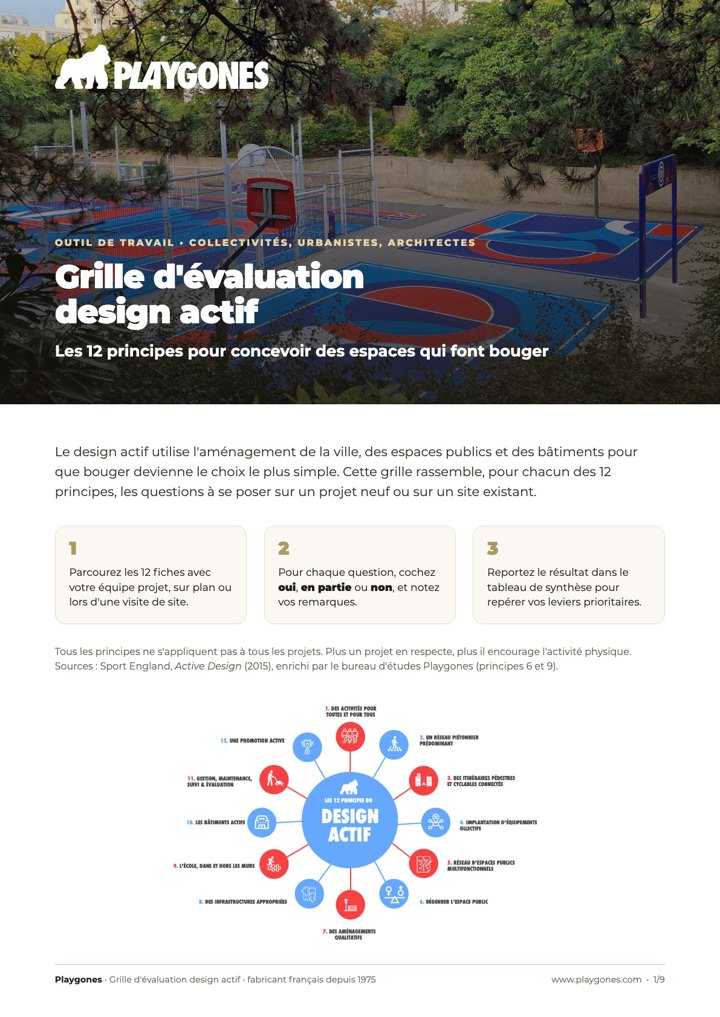 Couverture de la grille d'évaluation design actif en 12 principes