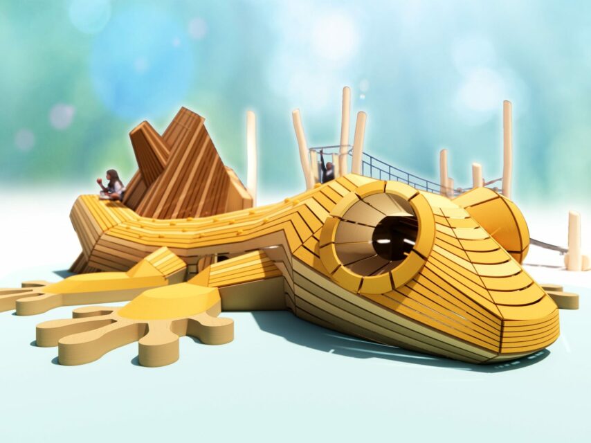 Modélisation 3D d'une aire de jeux sur-mesure en forme de triton