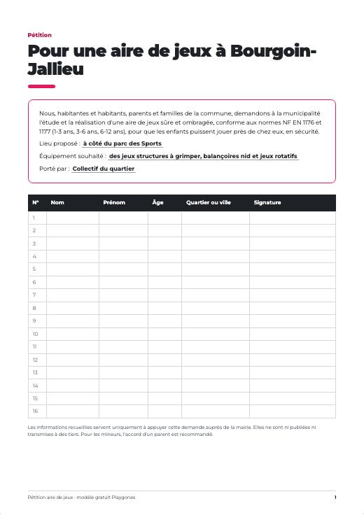 Pétition personnalisée générée en ligne