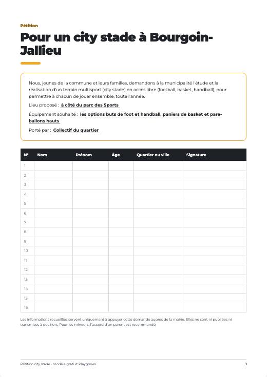 Pétition personnalisée générée en ligne
