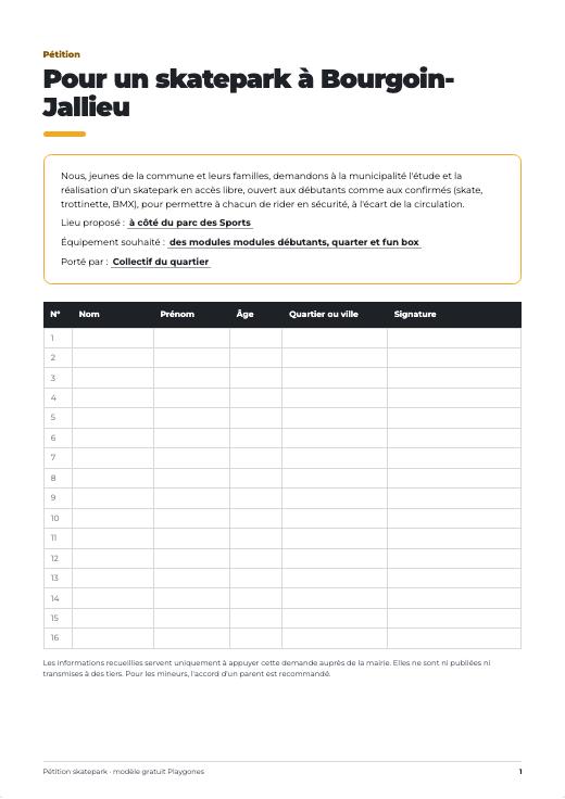 Pétition personnalisée générée en ligne