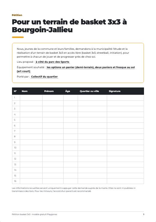 Pétition personnalisée générée en ligne
