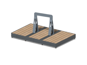 Arceau à vélos modulaire Parkly intégré à une terrasse urbaine en bois - Playgones